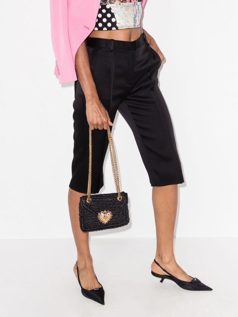 Black Devotion Raffia Shoulder Bag