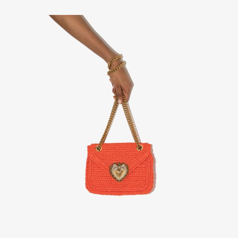 Orange Devotion Raffia Shoulder Bag