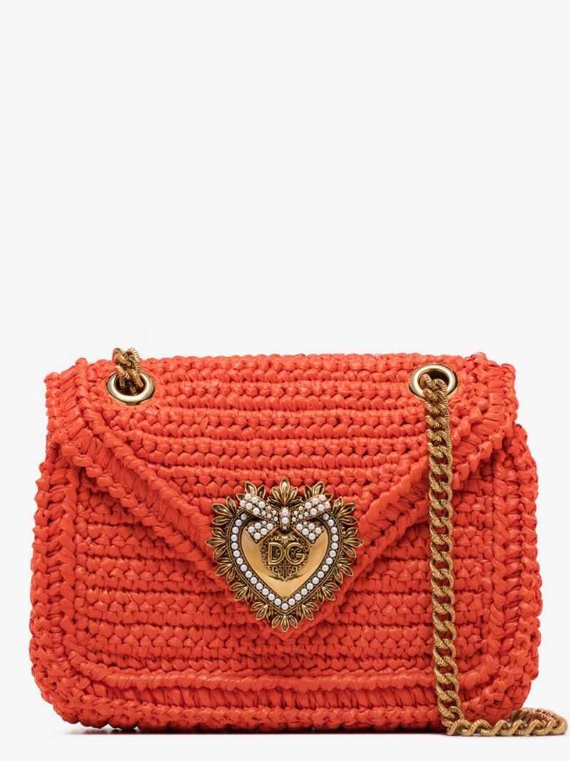 Orange Devotion Raffia Shoulder Bag