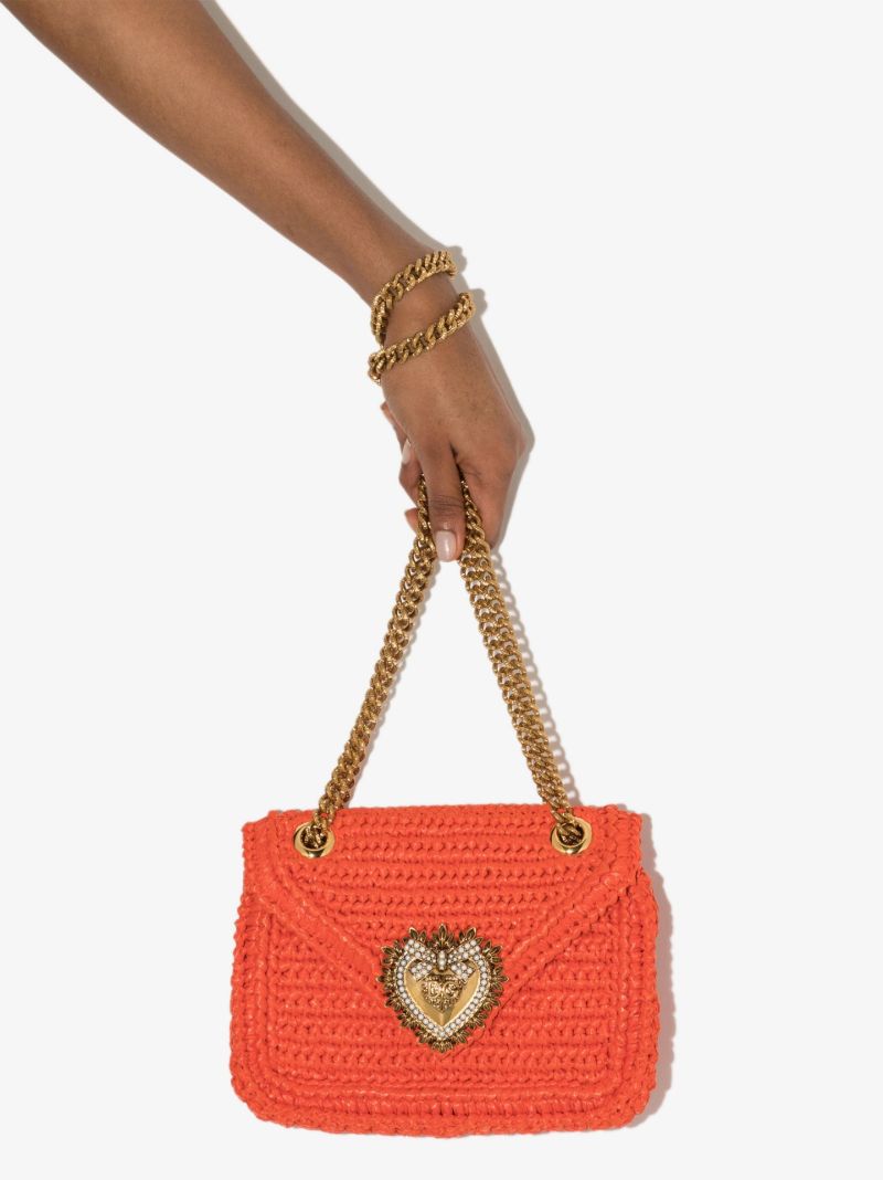 Orange Devotion Raffia Shoulder Bag