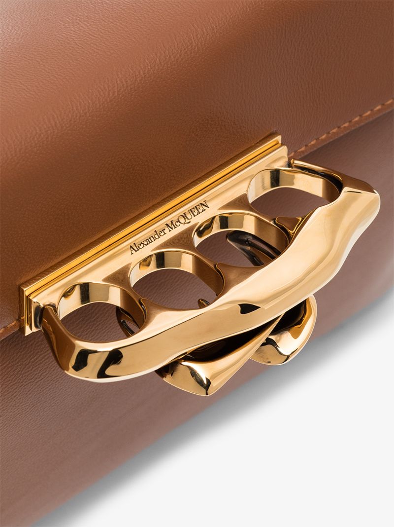 Brown Sculptural Leather Clutch Bag