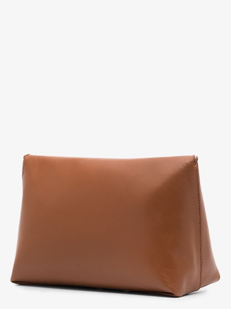 Brown Sculptural Leather Clutch Bag