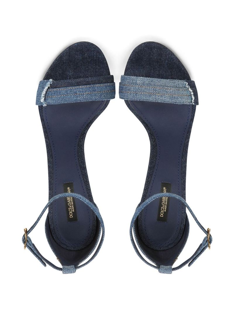 Blue Denim Patchwork Logo Plaque Sandals