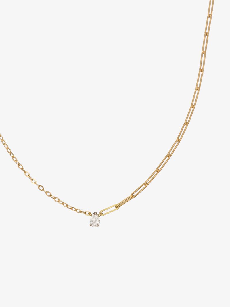 18k Yellow Gold Mixed Chain Diamond Necklace