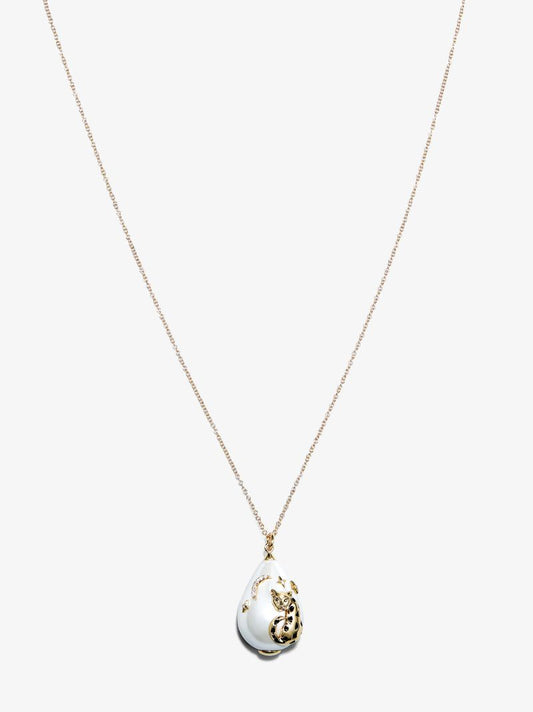 9kt Leopard Pearl Detail Pendant Necklace