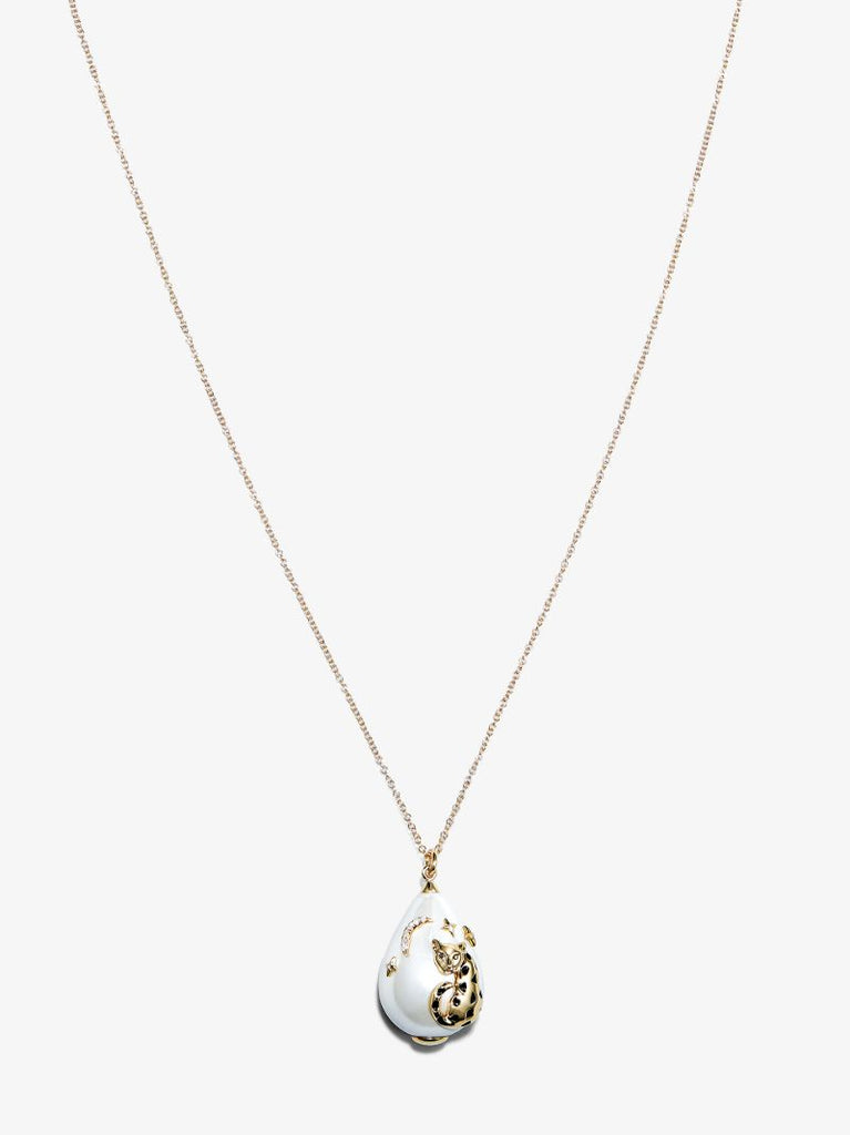 9kt Leopard Pearl Detail Pendant Necklace