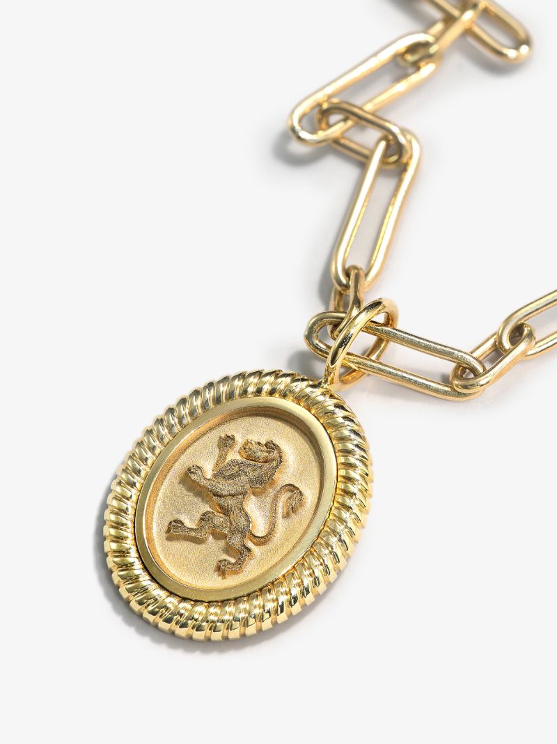 14k Yellow Gold Lion Fantasy Necklace