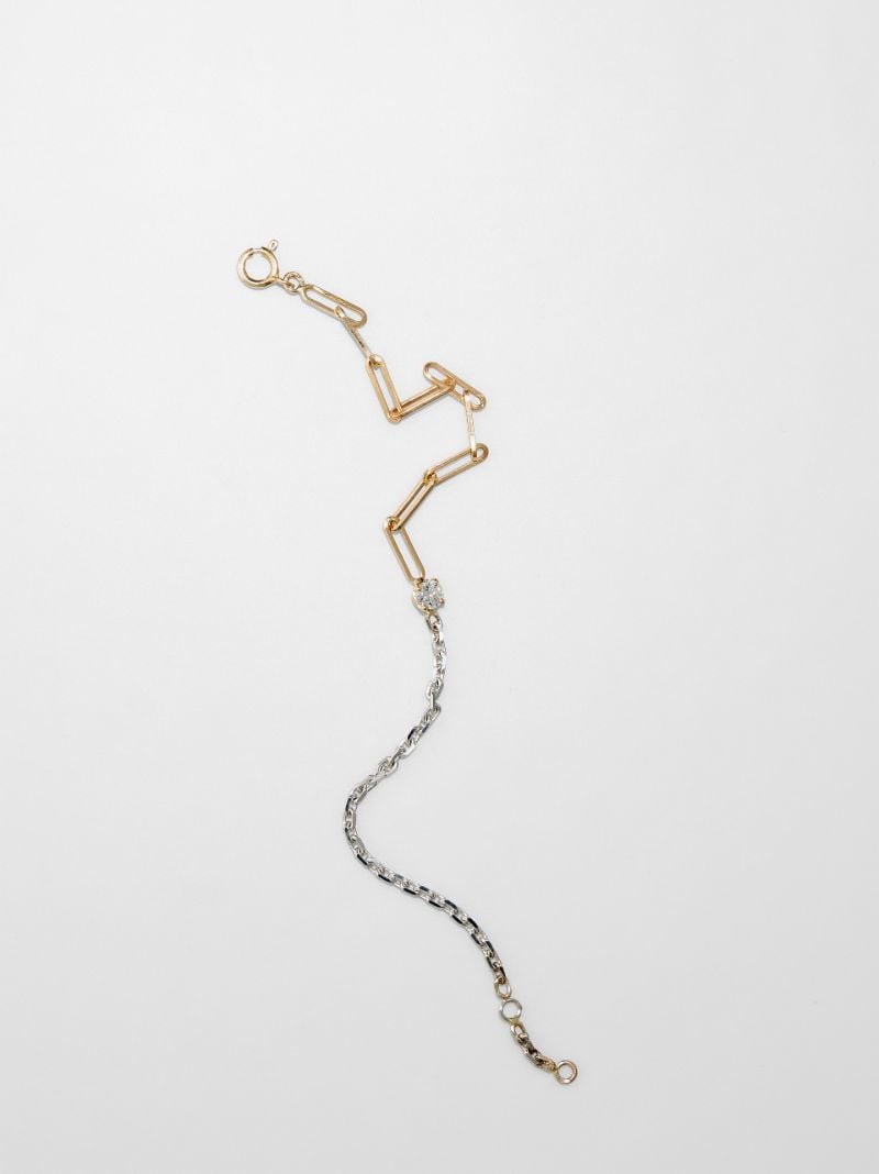 18k Yellow and White Gold Mixed Chain Diamond Bracelet