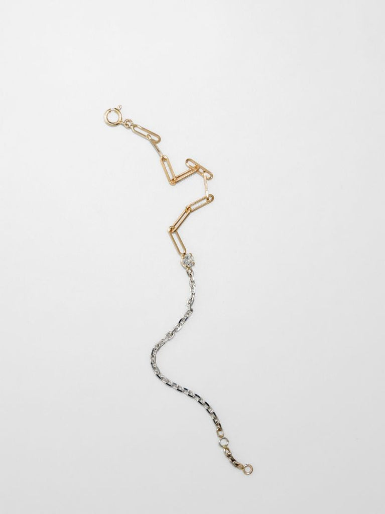 18k Yellow and White Gold Mixed Chain Diamond Bracelet