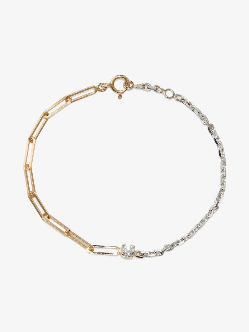 18k Yellow and White Gold Mixed Chain Diamond Bracelet
