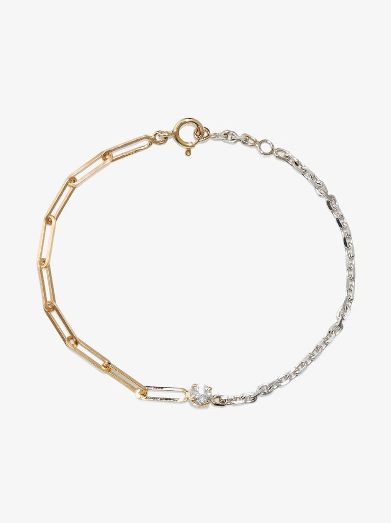 18k Yellow and White Gold Mixed Chain Diamond Bracelet