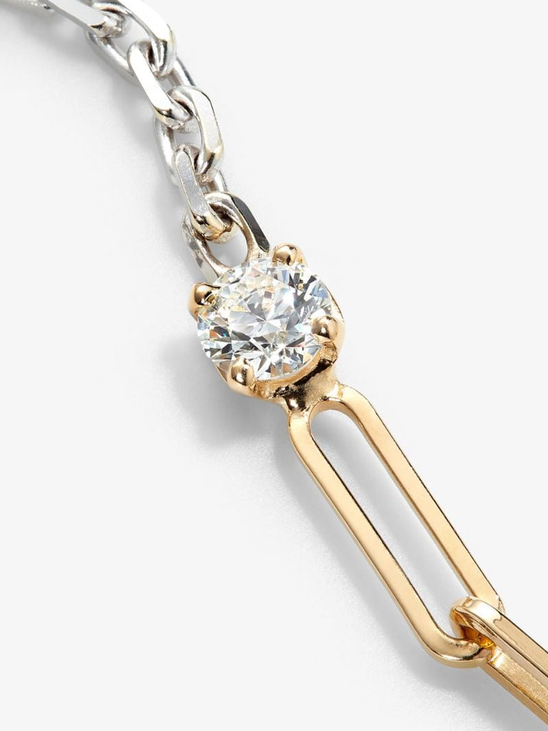 18k Yellow and White Gold Mixed Chain Diamond Bracelet