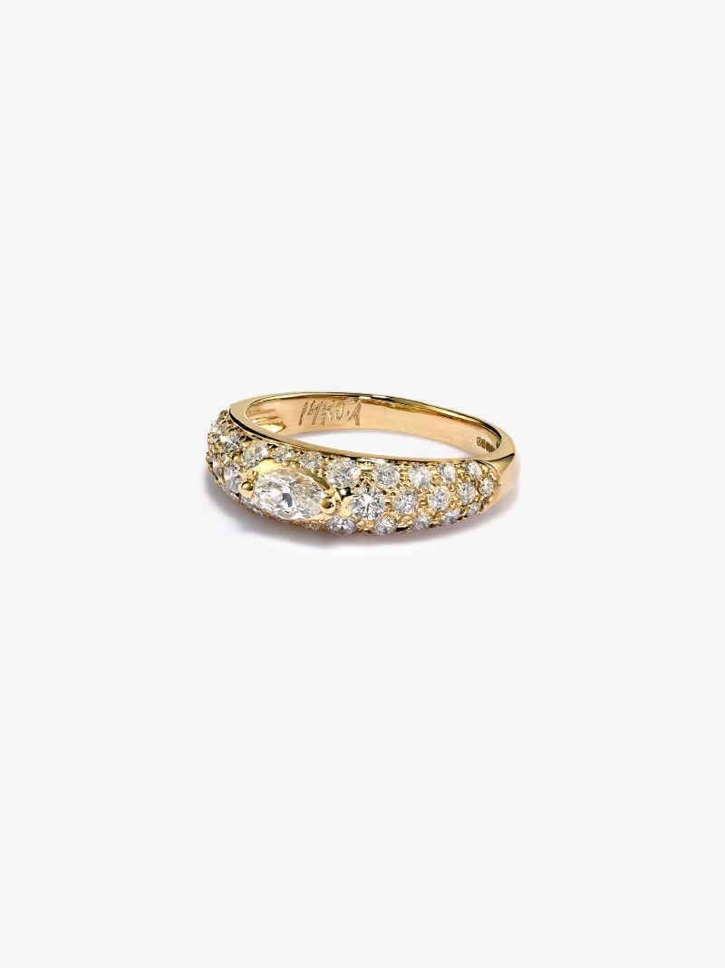 14k Yellow Gold Diamond Marquise Dome Ring