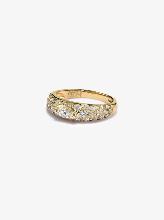 14k Yellow Gold Diamond Marquise Dome Ring