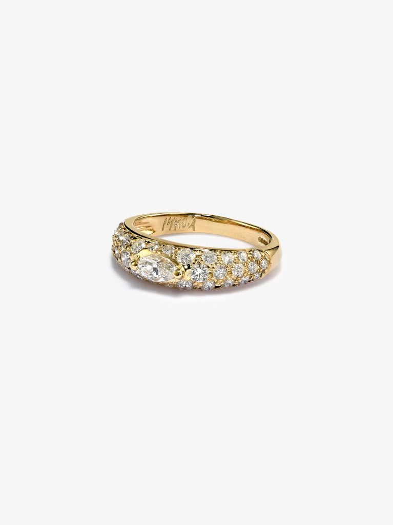 14k Yellow Gold Diamond Marquise Dome Ring