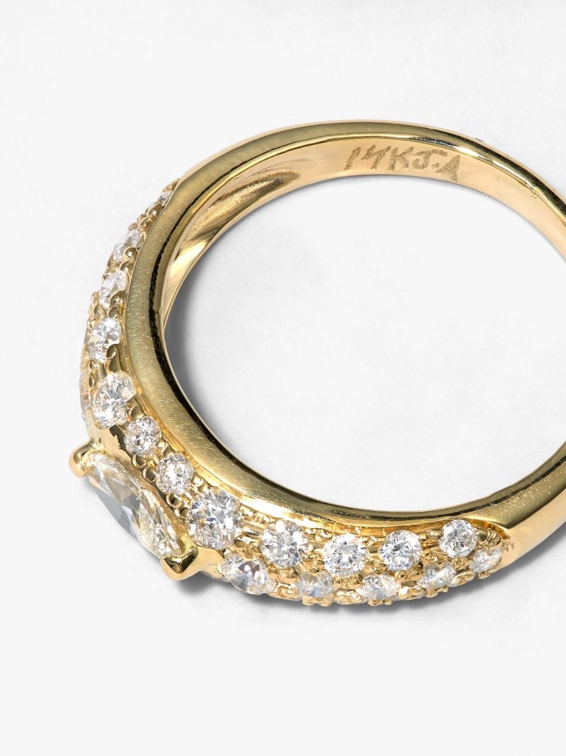 14k Yellow Gold Diamond Marquise Dome Ring