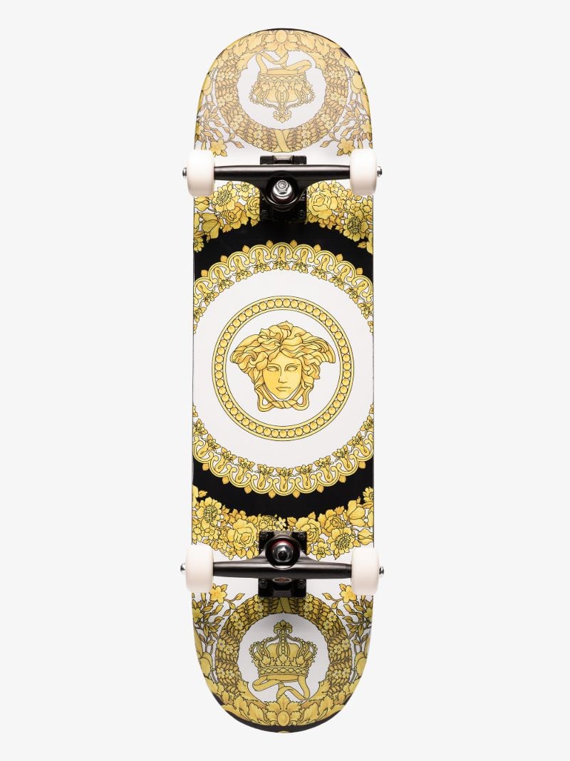 Multicoloured Medusa Print Skateboard