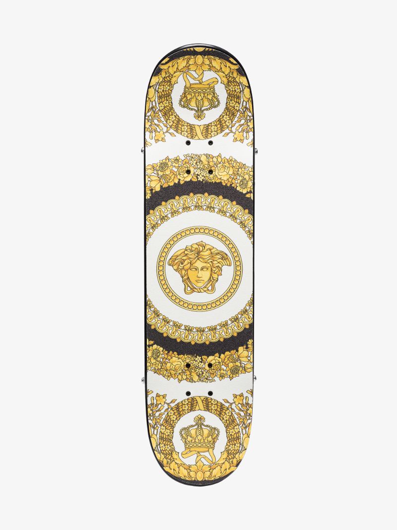 Multicoloured Medusa Print Skateboard