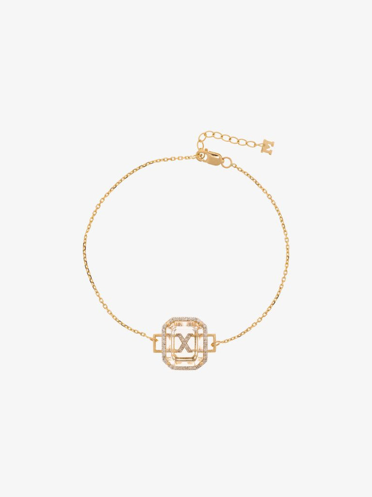 14k Yellow Gold X Initial Diamond Bracelet