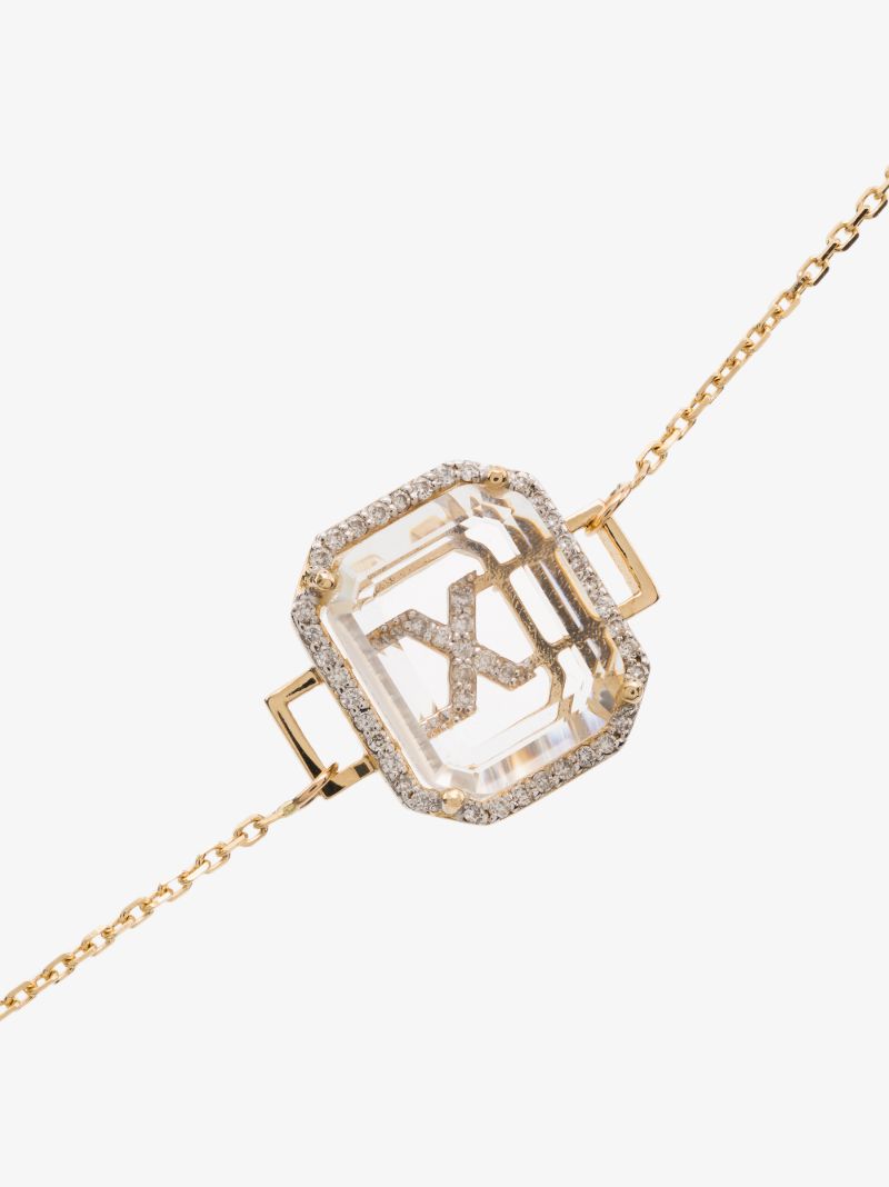 14k Yellow Gold X Initial Diamond Bracelet