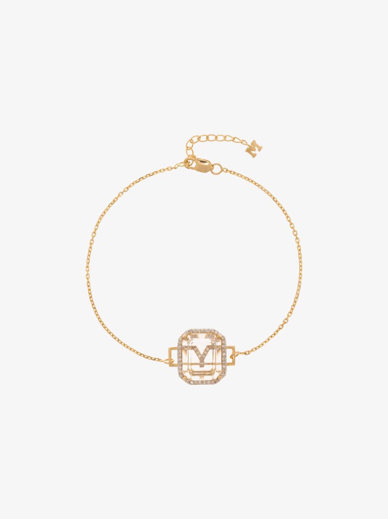14k Yellow Gold Y Initial Diamond Bracelet