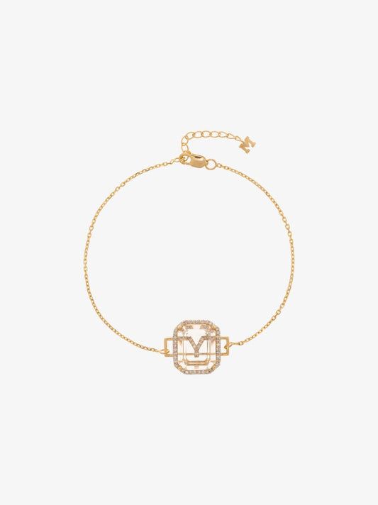 14k Yellow Gold Y Initial Diamond Bracelet