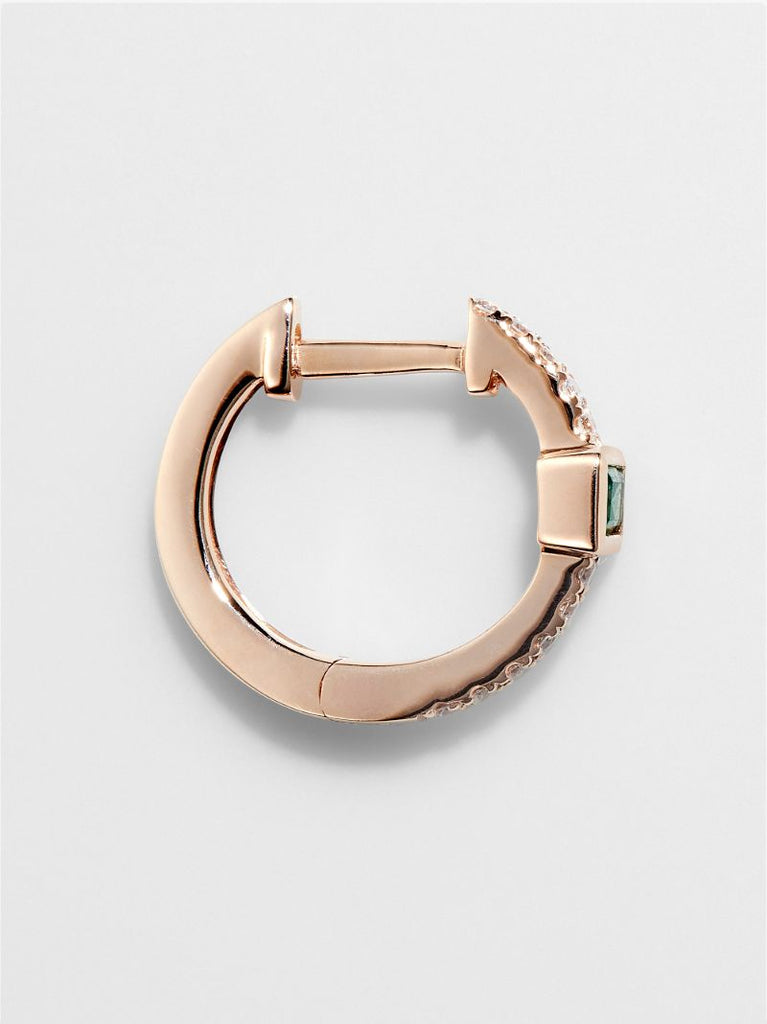 14k Rose Gold Emerald and Diamond Earring