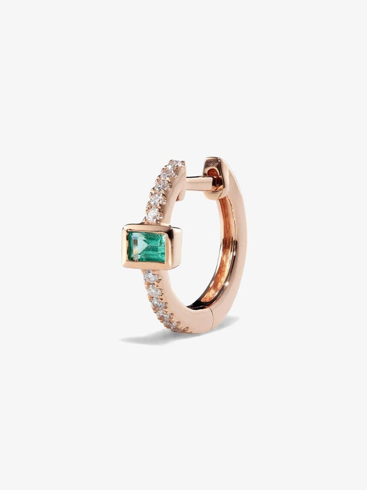 14k Rose Gold Emerald and Diamond Earring