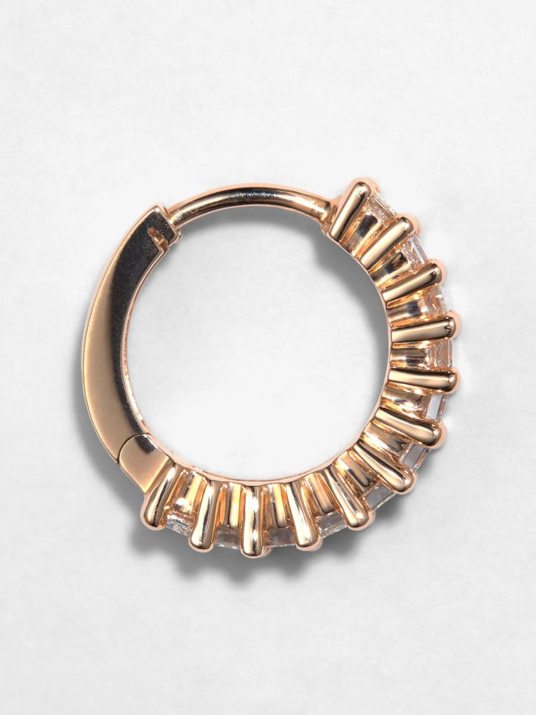 14k Rose Gold Mini Hoop Diamond Earring