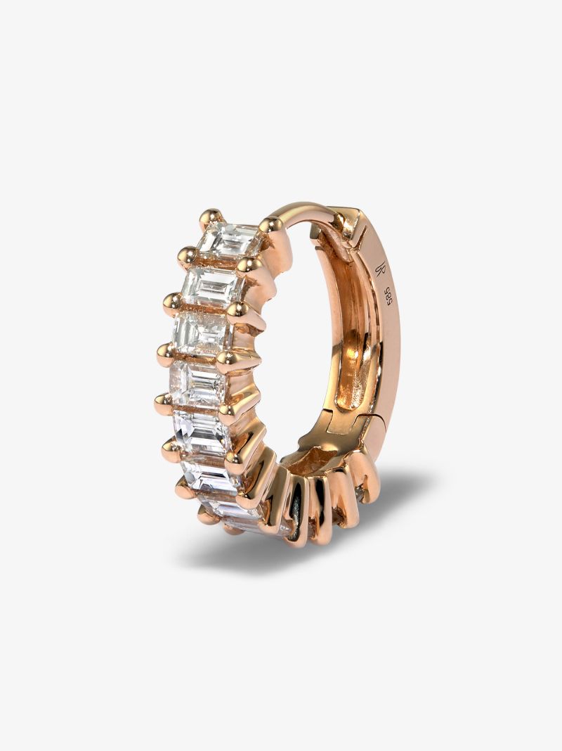 14k Rose Gold Mini Hoop Diamond Earring
