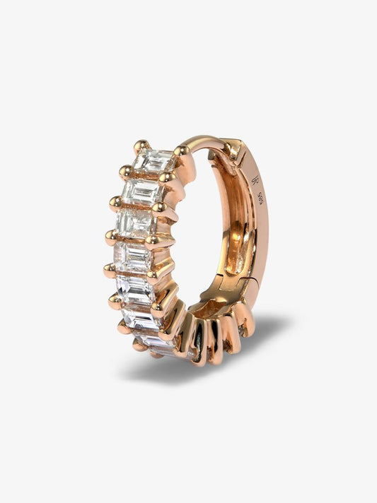 14k Rose Gold Mini Hoop Diamond Earring