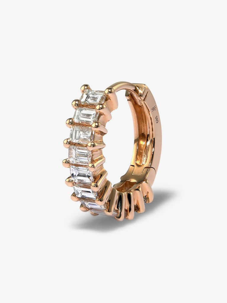 14k Rose Gold Mini Hoop Diamond Earring