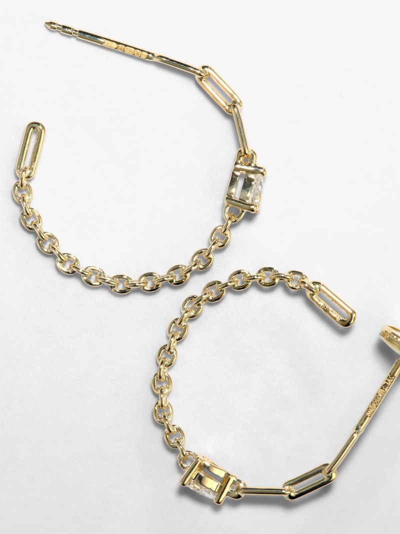 18k Yellow Gold CrÃ_x0083_Â©oles Diamond Hoop Earring