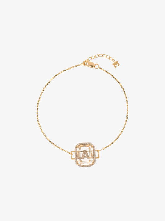 14k Yellow Gold a Initial Diamond Bracelet