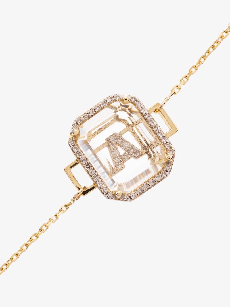 14k Yellow Gold a Initial Diamond Bracelet