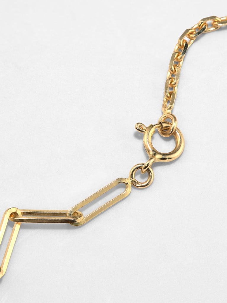 18k Yellow Gold Mixed Chain Emerald Necklace