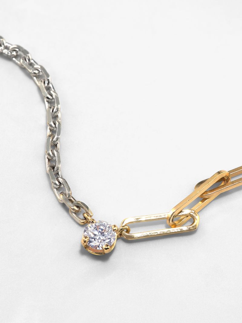 18k Yellow and White Gold Mixed Chain Diamond Necklace