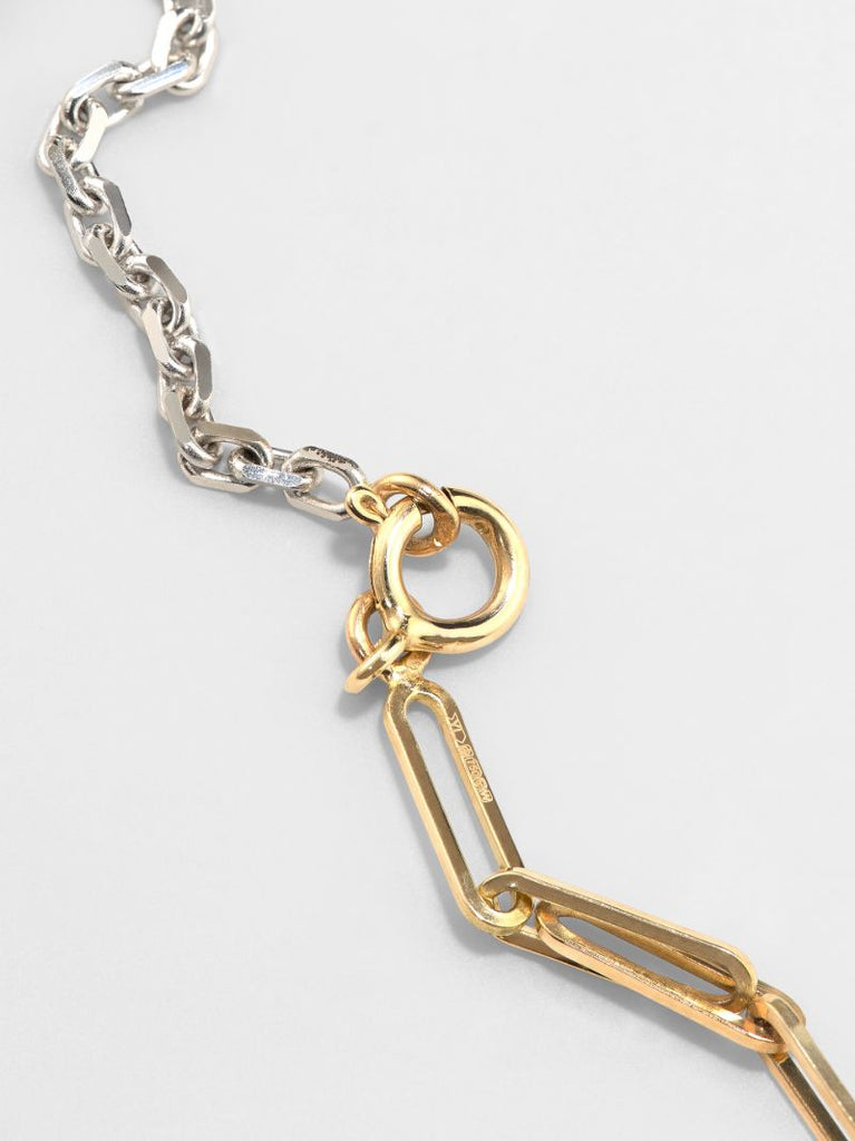 18k Yellow and White Gold Mixed Chain Diamond Necklace