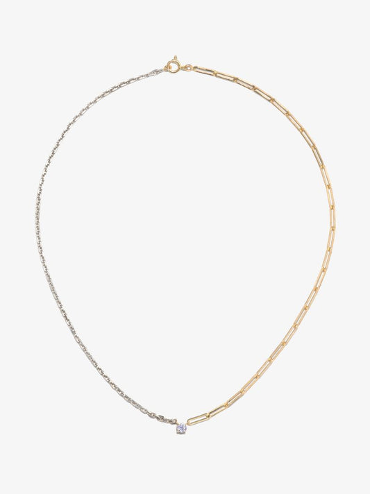 18k Yellow and White Gold Mixed Chain Diamond Necklace