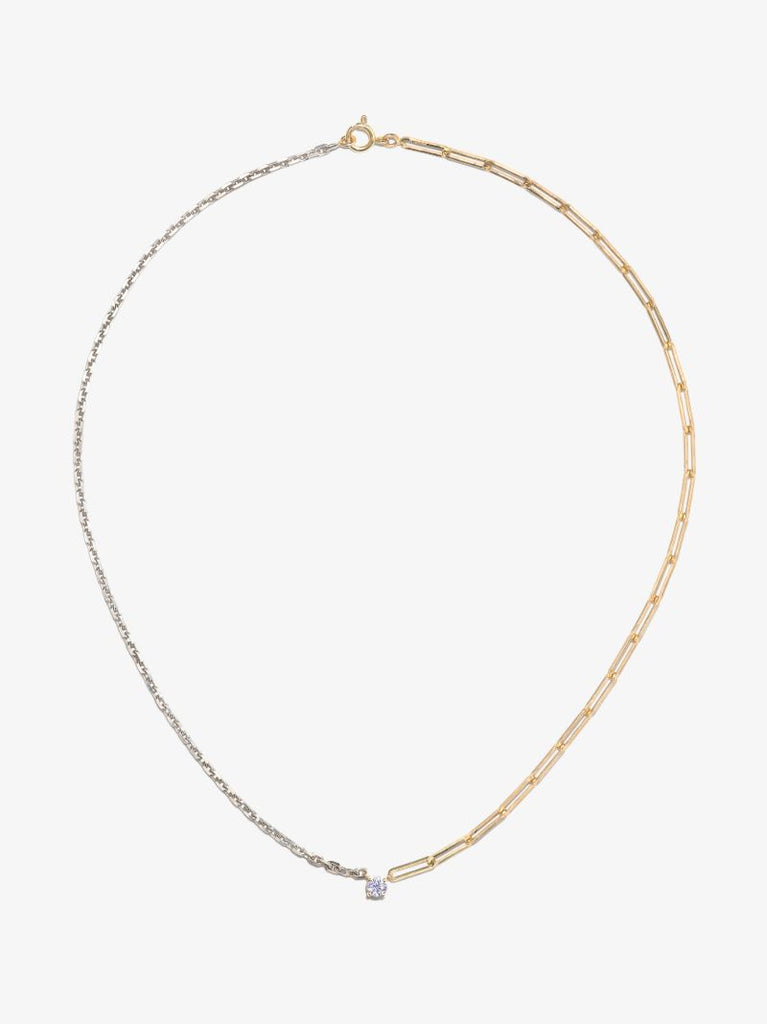 18k Yellow and White Gold Mixed Chain Diamond Necklace