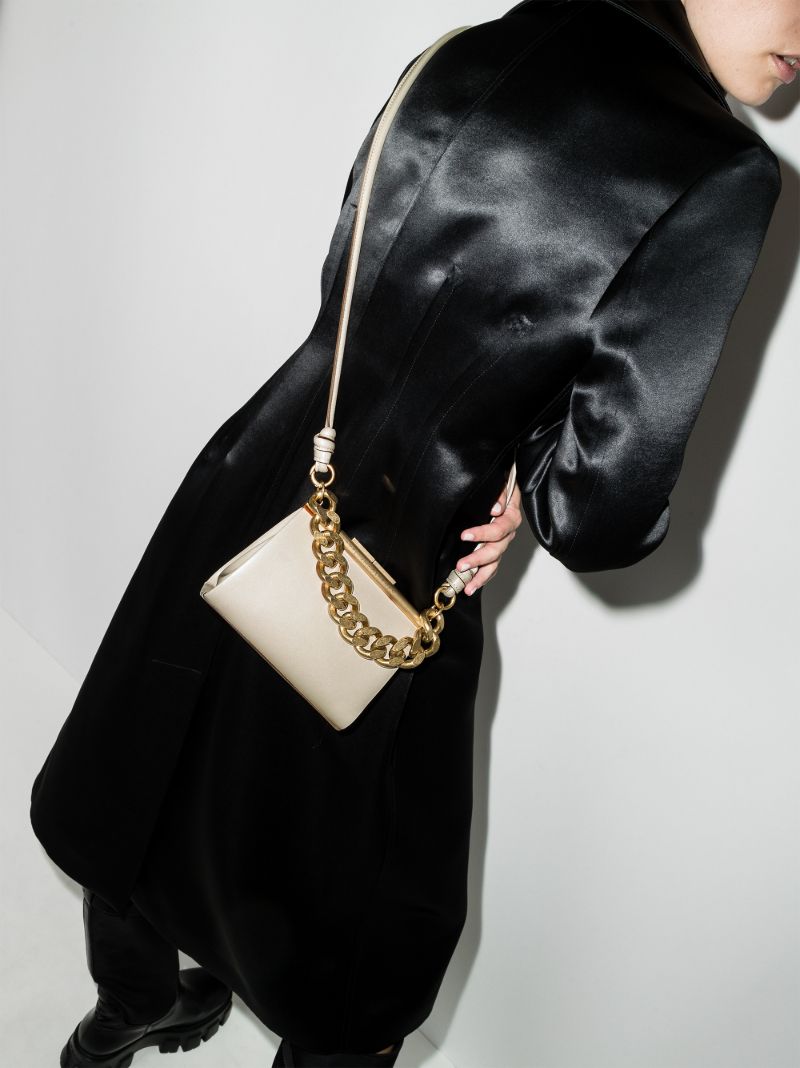 Cream Small Chunky Chain Shoulder Bag