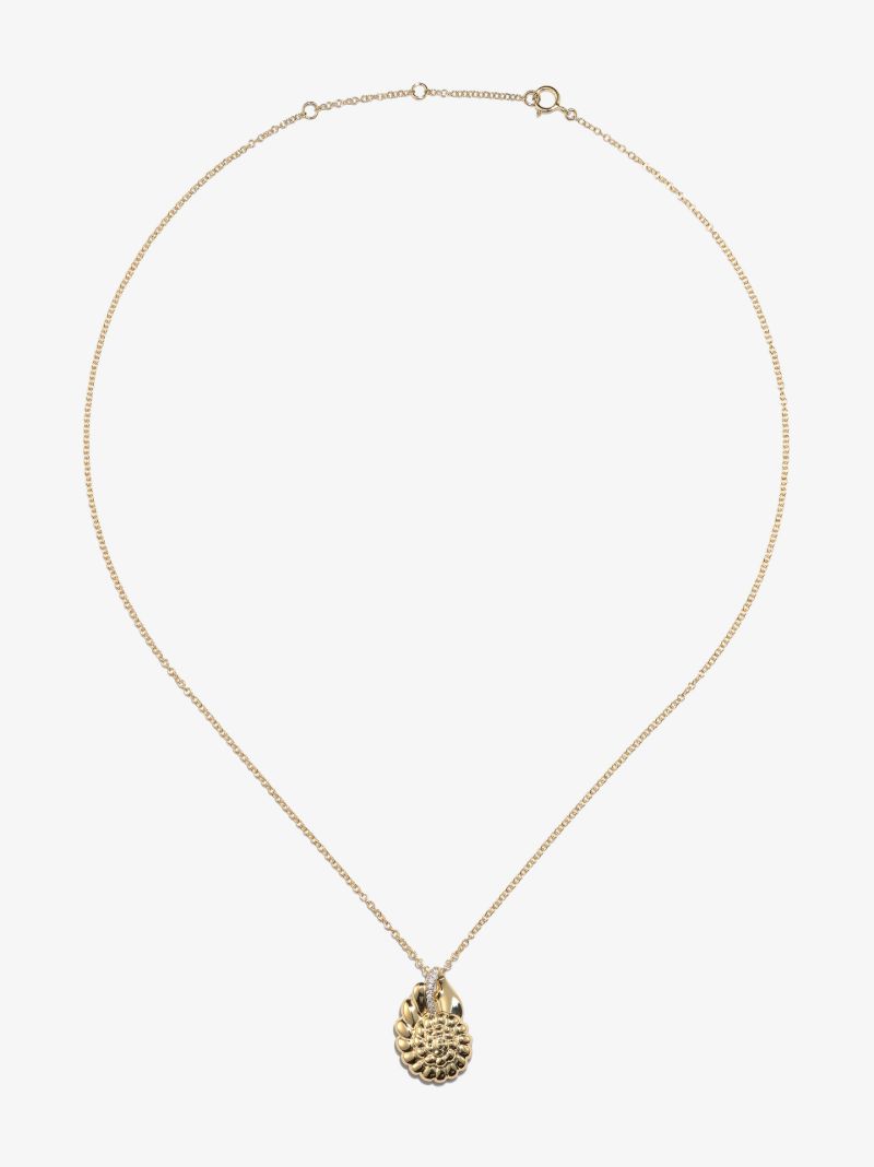 9k Yellow Gold Shell Diamond Necklace