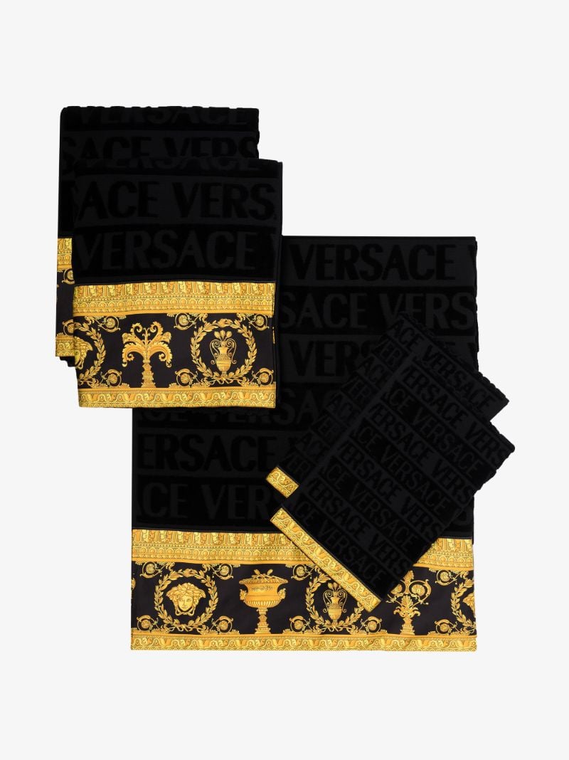 Black Baroque Trim Cotton Towel Set
