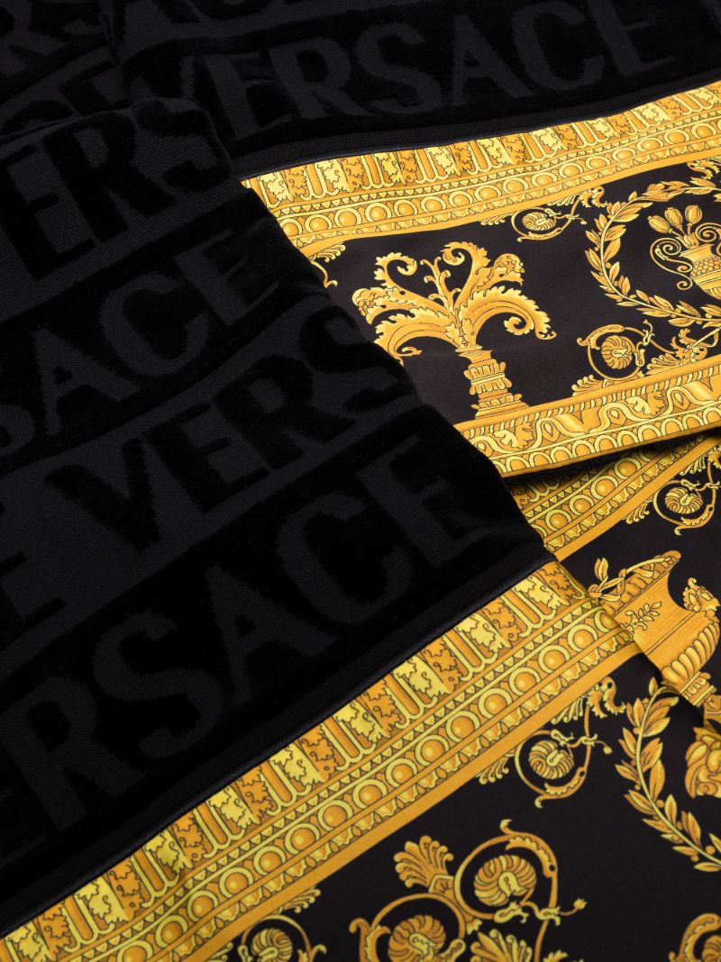 Black Baroque Trim Cotton Towel Set