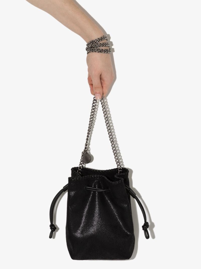 Black Falabella Micro Faux Leather Bucket Bag