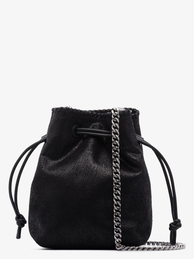 Black Falabella Micro Faux Leather Bucket Bag