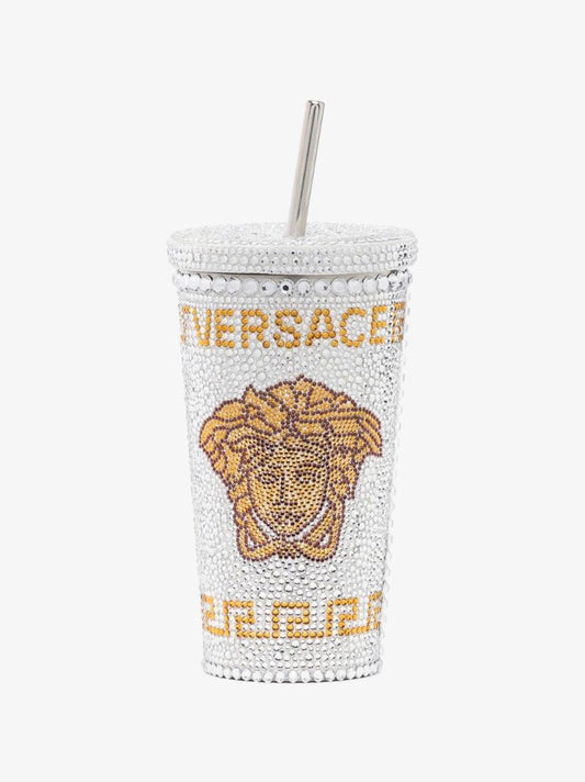 Silver Tone Medusa Crystal Embellished Travel Cup