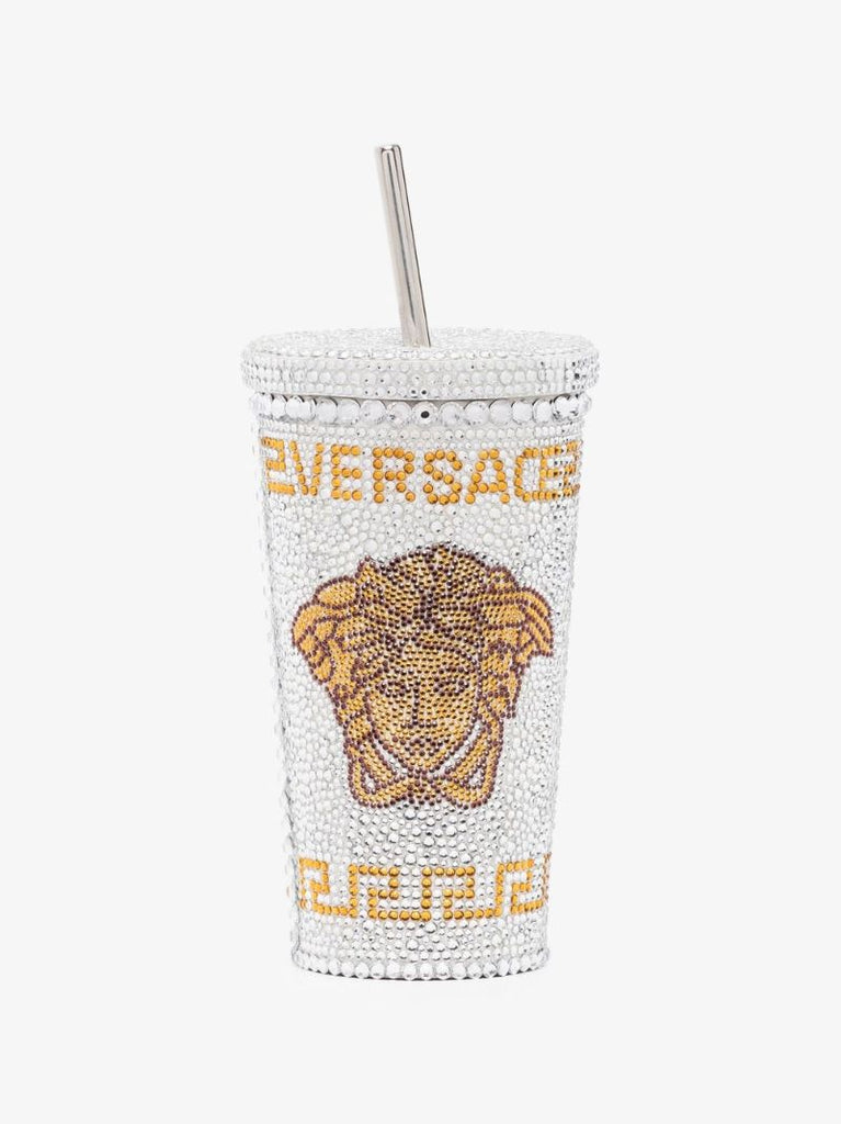 Silver Tone Medusa Crystal Embellished Travel Cup