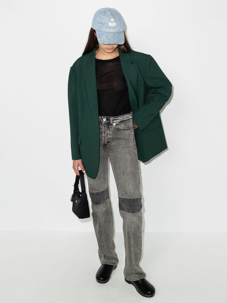 Extended Linear Straight Leg Jeans