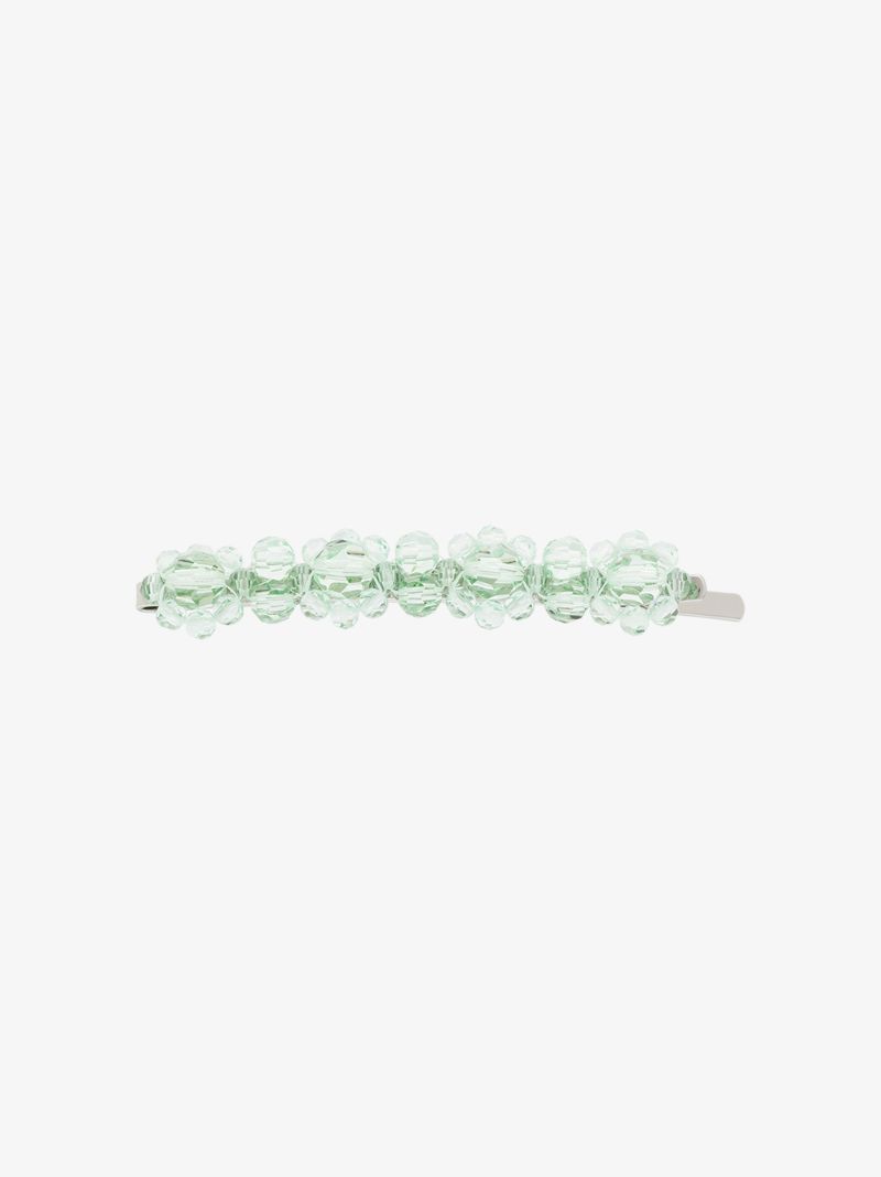 Green Crystal Flower Hair Clip